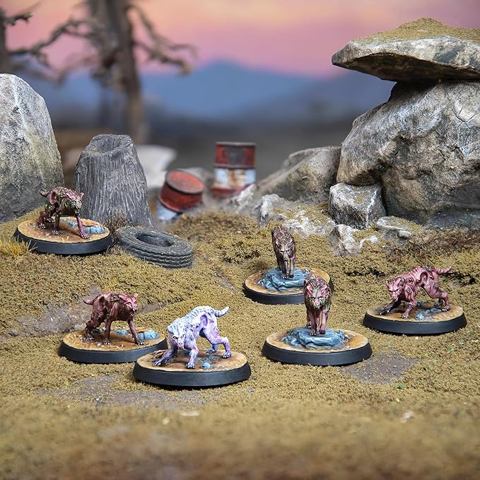 Modiphius Entertainment: Fallout: Wasteland Warfare Creatures: Mongrel Scavenging Pack - 6 Figures Unpainted 32mm Multi-Part Resin Miniatures RPG