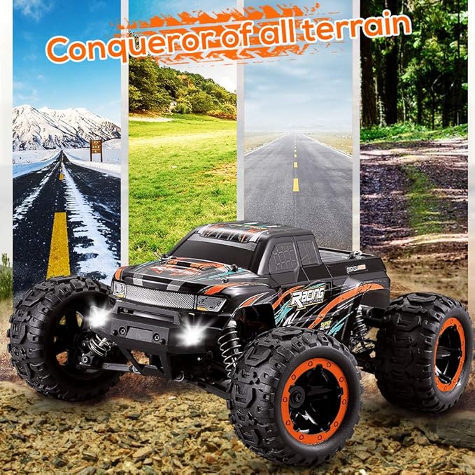 GoolRC 16889A RC Car 1:16 Scale Remote Control Car 4WD 45KM/H High Speed RC Truck with Brushless Motor 2.4GHz All Terrain Off Road Rock Crawler Electric Vehicle Toy for Adults (Orange)