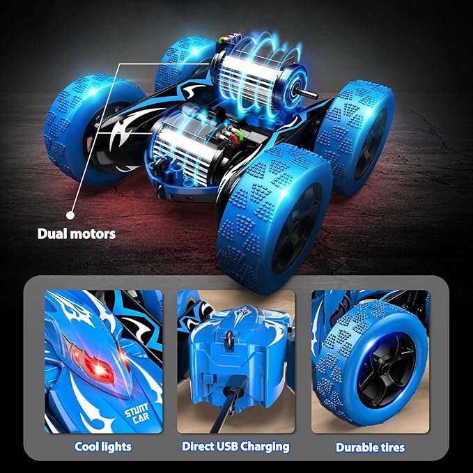 Remote Control CarRC Cars for 4 5 6 7 8 9 10 11 12 Year Old Boy Double Sided 360°Flip 4WD Rechargeable Drift RC Race Car Boys Toys Birthday Gifts Easter Basket Stuffers for Kids Age 4-12