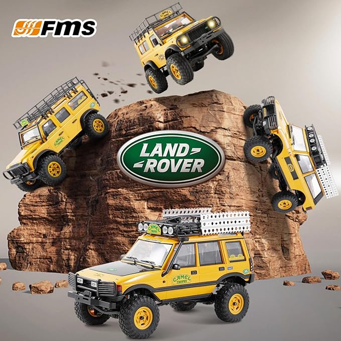 BEEZRC FMS 1/24 RC Crawler RTR FCX24M Land Rover Family Camel Trophy Edition Licensed RC Model 4WD RC Rock Truck 2.4Ghz Hobby Grade RC Car Model Mini Off Road Vehicle with Battery (Range Rover)
