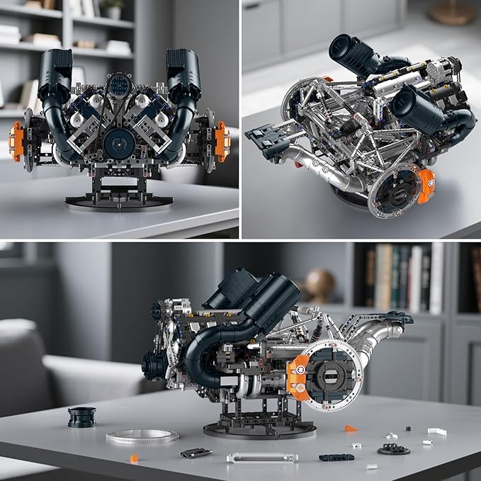 Mould King 10248 V8 Engine Model That Works Build Your Own Cars Combustion Battery/Motor Blocks Sets for Adults 14+ STEM Toy Gift for Display Collection(3192 Pcs)