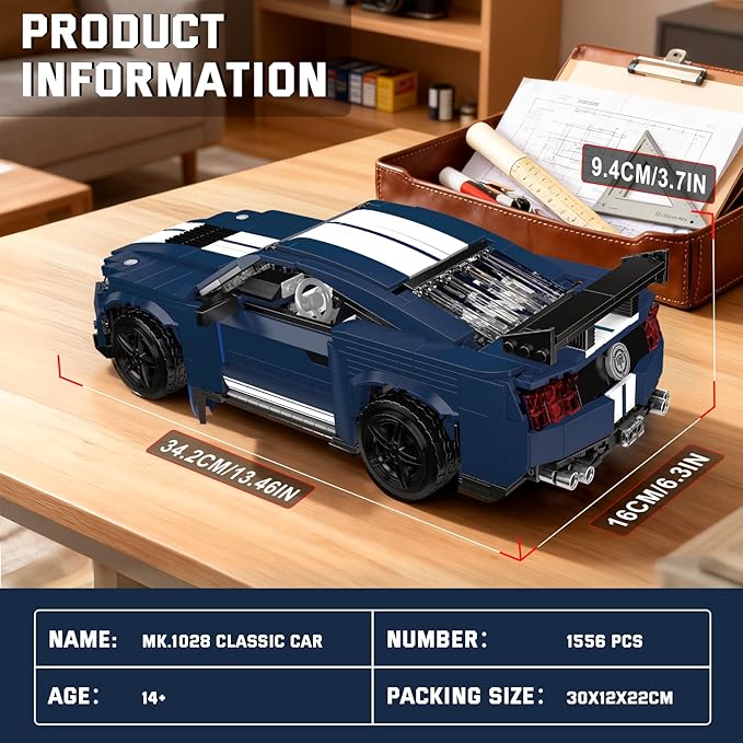 Mould King 10208 Sports Car Building Block Kits MOC Supercar Racing Car Model Building Sets Gift for Age 14+/Adults Collections Enthusiasts (1556+ Pieces Static Version)