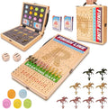 21 Large Horse Race Board Game - Solid Wood Horse Racing Game with 11 Metal Horses 60 Poker Chips Dice &amp Cards Foldable Tabletop Party Game for Adults Family Game Night &amp Friends