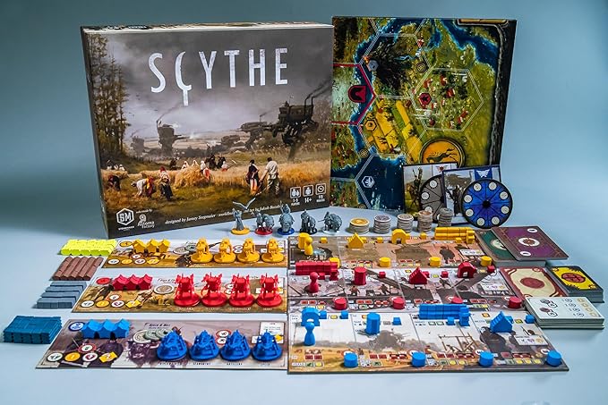 Stonemaier Games: Scythe (Base Game) by Jamey Stegmaier | an Engine-Building Area Control Strategy Board Game with Mechs Set in Dieselpunk 1920+ Europe for Adults and Family | 1-5 Players 115 Mins