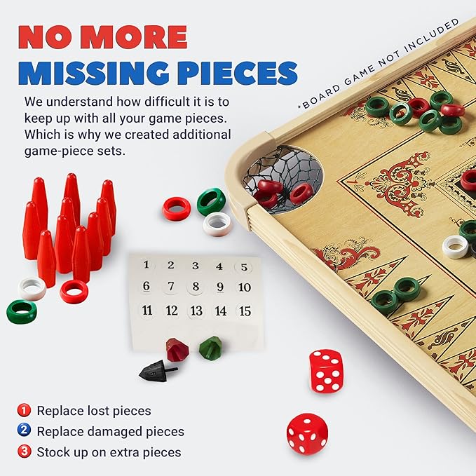 Carrom Board Equipment Set — Includes 44 Playing Pieces Instruction Manual and Carrying Case — Extra Accessories for Board Games for Adults &amp Children — Durable Sports Board Game Accessories