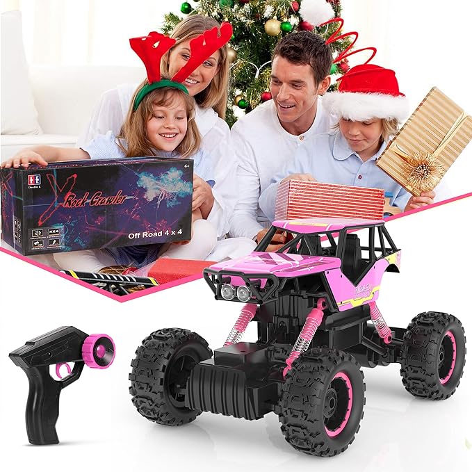 DOUBLE E 1:12 RC Monster Truck - 4WD Off-Road Remote Control Car with Dual Motors and Headlights