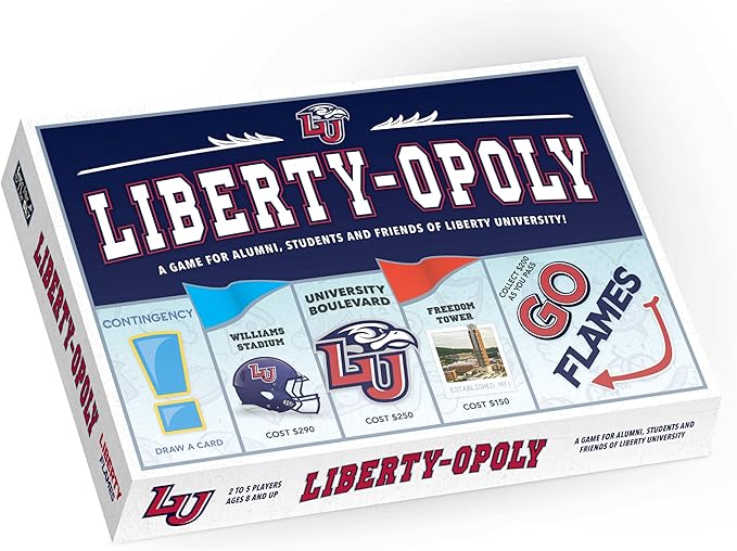 Late for The Sky Liberty-Opoly - Liberty University Family Board Game Opoly-Style Ages 8+ 2-6 Players Alumni and Student Gift