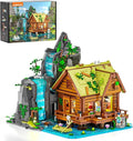 Waterfall-Cabin Lighting Building-Bricks Set - 2539 Pcs Retro Waterfall House Collection LED Light Set for Adults and Retro House Architecture Building Collectors