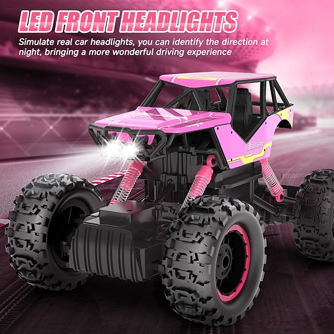 DOUBLE E 1:12 RC Monster Truck - 4WD Off-Road Remote Control Car with Dual Motors and Headlights