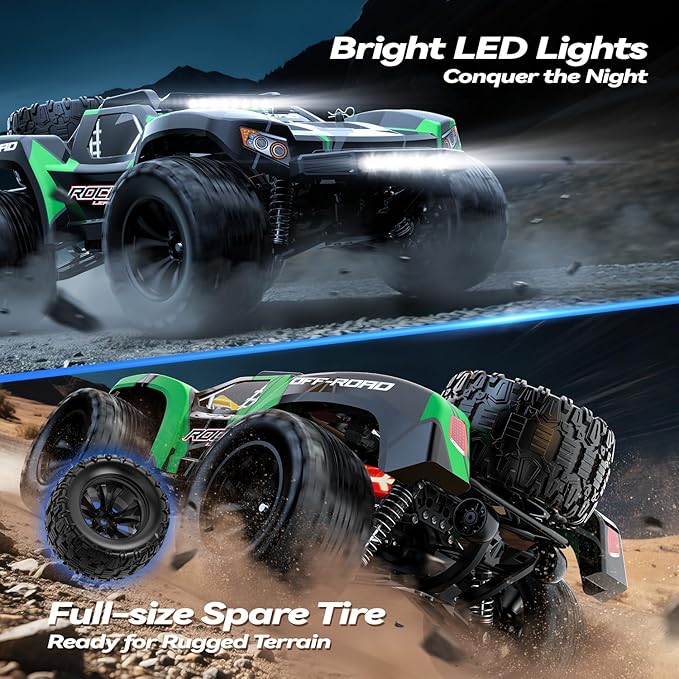 JM Racing 1:12 Fast RC Cars 40KPH 4WD Remote Control Desert Truck All Terrain Off-Road Monster Truck W/Rechargeable Battery Waterproof RTR Racing Car W/LED Lights &amp Spare Tire for Adults Boy &am