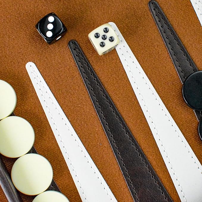 Premium Backgammon Set Backgammon Sets for Adults15 Inches Backgammon Board Games for Adults and Kids Travel Backgammon Set Strategy Game Checkerboard Design Brown
