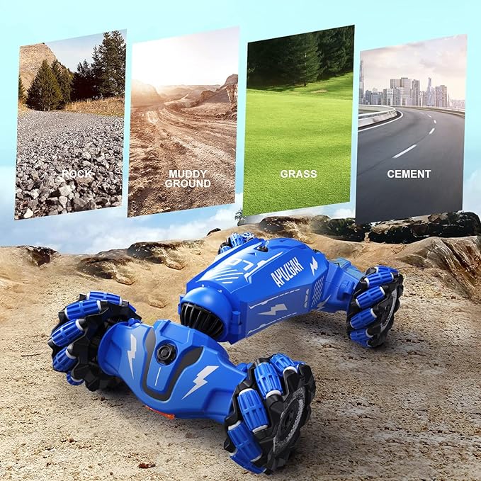 Upgraded Hand Gesture Sensing RC Stunt Car with Lights Music Spray Drift Gesture RC Car 360° Spins All Terrains Hand Controlled Truck Toys for 6 7 8 9 10 Year Old Boys