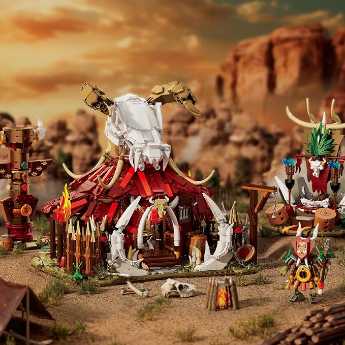 Medieval Castle Bonefire Gate Building Sets for Adults Architecture Sets with Knights &amp Viking Village Modular Display Set 2098pcs
