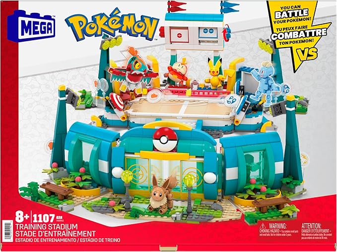 MEGA Pokémon Building Toys Set Training Stadium with 1101 Pieces 5 Poseable Characters and Battle Play for Kids