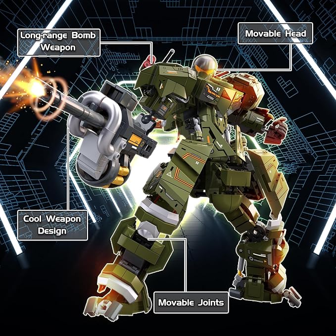 Mech Robot Transforming Building Blocks Set for Adults Green City Protector Mecha Model Action Figures Cool Creative Robots STEM Toys Gift for Teens Boys 598 Pieces