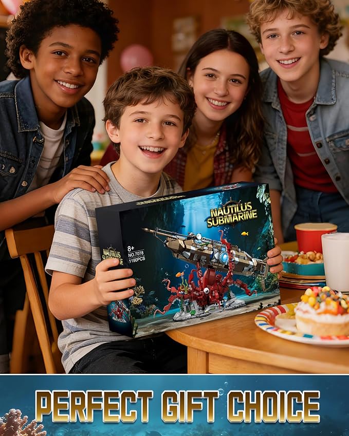Octopus &amp Underwater Submarine Building Block Set for Adults Compatible with Lego Octopus Ocean Animal Collection Toy for Home/Office Decor Ideas Gifts for Christmas Birthdays