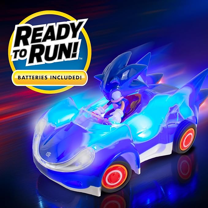 NKOK Ready to Run Sonic Glow Racer RC Car – 1/28 Scale Remote Control Vehicle with Light-Up Body (Sonic Glow Racer)