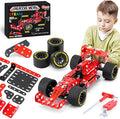 Building Car Metal Model KitsSTEM Building Toys Model Car Kits for Boys 8-12Erector Sets 1:20 Scale Red Racing Car Metal Building Blocks for Kids Boys 8 9 10 11 12-16 Years Old
