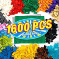 1600 Pieces Building Bricks Building Bulk Block with 2 Packs 24x24 Studs Sticky Plate and 46PCS Wheel Accessory - Compatible with All Major Bricks Gfits for Kid - 18 Shape/16 Colo