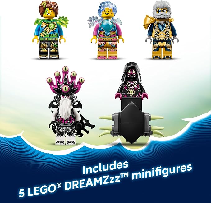 LEGO DREAMZzz Tiger Shark Tank Building Toy for Boys &amp Girls - Ages 9+ - Pretend Play Set for Kids Ages 9+ W/2 Build Options - Includes 5 Minifigures - Gift Idea for Birthdays - 71515