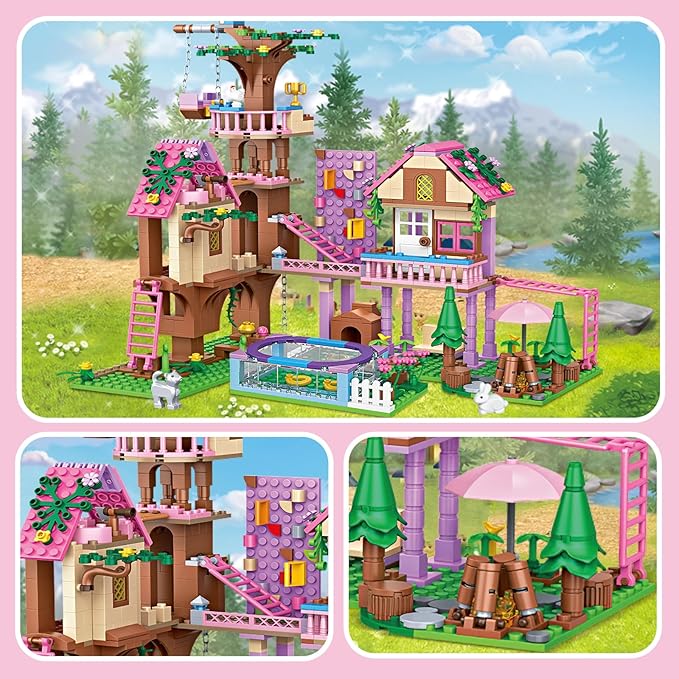 Tree House Building Set Compatible with Friend 756 PCS Forest House Building Kit Birthday Gift for Kids Girls Age 14+ Years（7681）