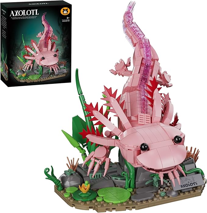 Lusinus Axolotl Toy Building Set Pink Axolotl Animal Building Toy for Teens &amp Adults Axolotl Toys Birthday Gift for Boys and Girls Ages 6+