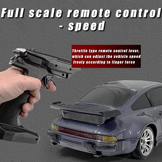 LD1898 1/18 RC Drift Car GTR R34 2.4GHz RWD with Gyroscope on-Road Alloy Body Shell Racing Cars Radio Control (Purple)