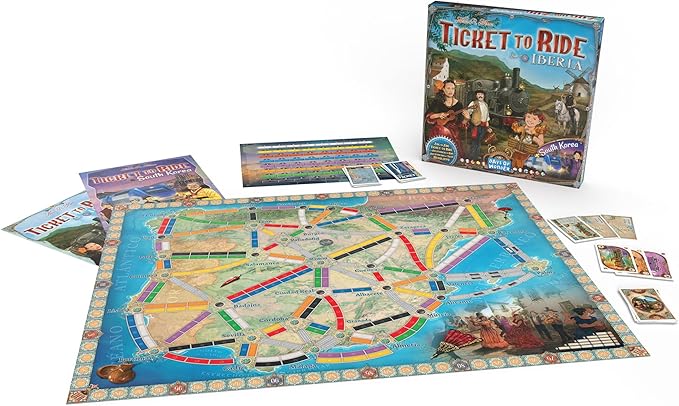 Asmodee Ticket to Ride Iberia + South Korea Board Game Expansion - Train Route Strategy Game Family Fun for Kids &amp Adults Ages 8+ 2-6 Players 30-60 Minute Playtime