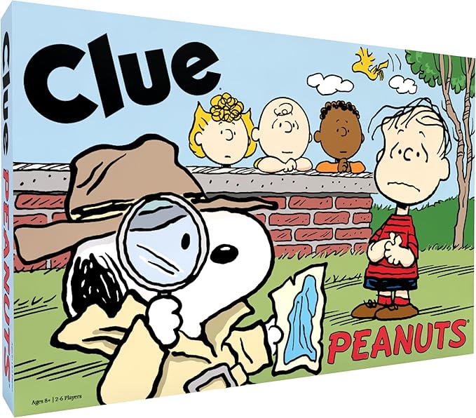 CLUE: Peanuts Board Game Solve The Mystery of Linus's Missing Blanket with Charlie Brown Snoopy &amp Friends Explore Iconic Locations Like Lucy’s Booth &amp Charlie’s House Officially Licensed