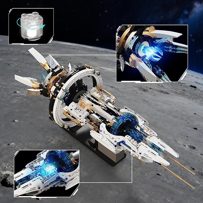 BNG Spaceship Building Set for Adults Space Building Blocks Space Station Block Kit Home or Office Decor Spaceship Toy Creative Gift for Teens Boys 8-14