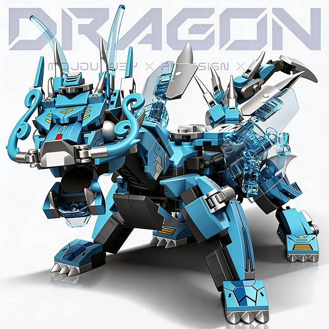 Dragon Mecha TransformingMechanical Robot Dragon-Shaped Model Building Block Toy Set Cool Warrior Suitable as a Christmas Birthday Gift for Adults or Children