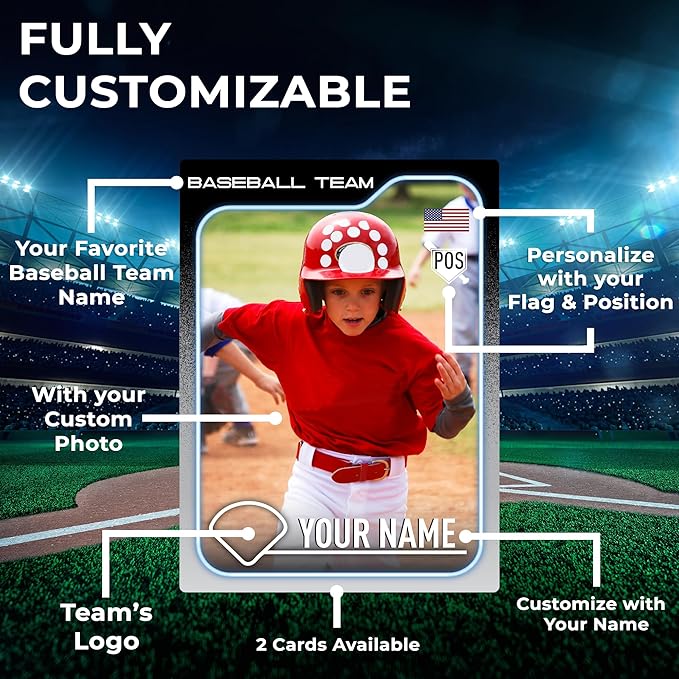 EGD Personalized Baseball Card Plaque | Ultimate Team Decorations for Bedroom &amp Party | Gift for Boys | Multiple Sizes (Card 3 - Baseball)