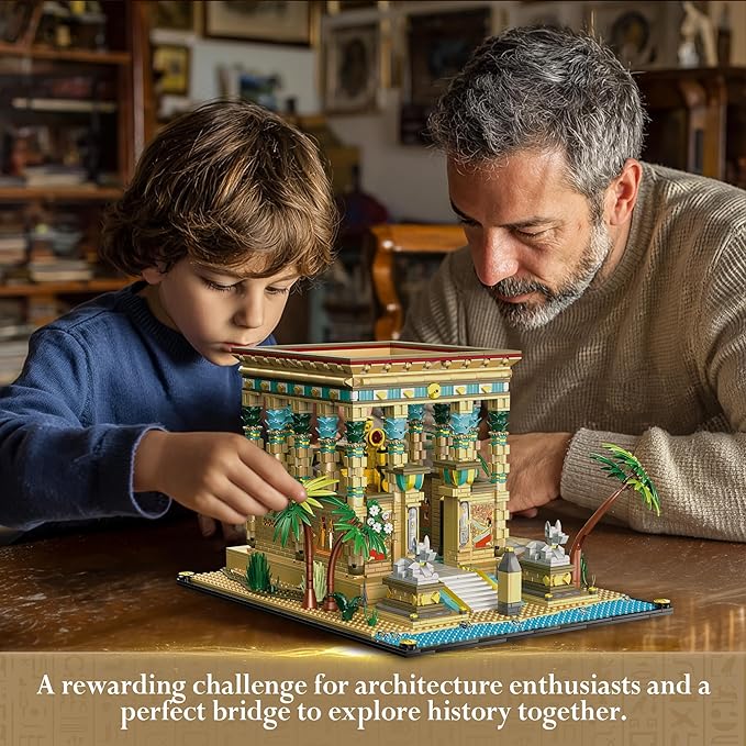 AsmrCap Philaedin Temple Building Set for Adults Egyptian Architecture Building Blocks Miniature Nile Temple Scene Famous Landmark Collection Home Décor Model Building Kit 2018 Pcs