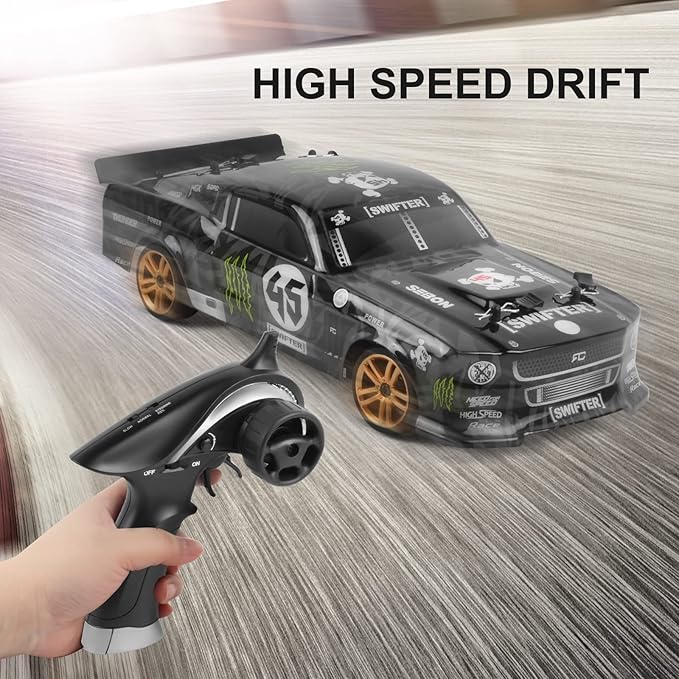 GoolRC RC Drift Car 1:18 Scale Remote Control Car 2.4GHz 4WD 30KM/H High Speed RC Racing Cars with LED Light Strip and 3 Batteries for Adults