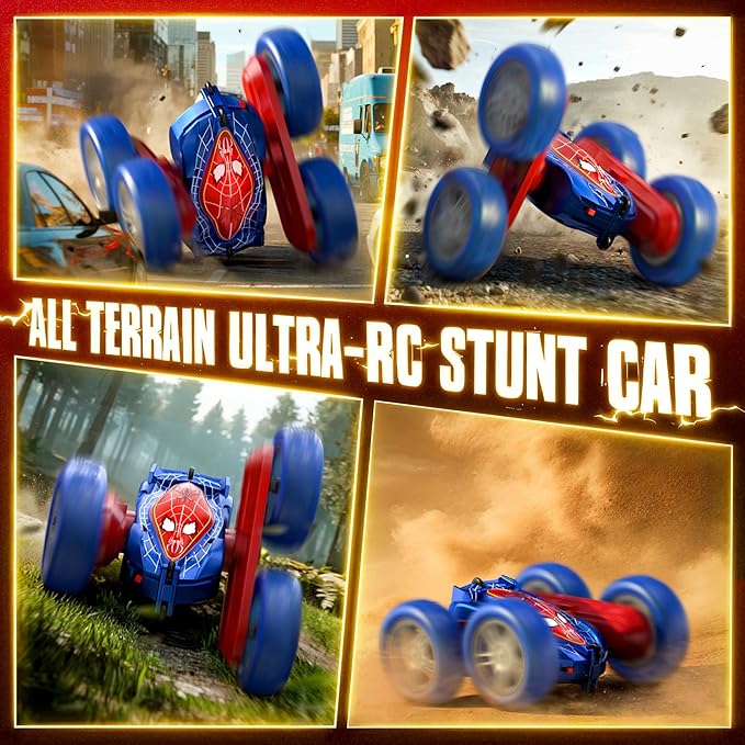V996 Spider Remote Control Car RC Cars with Double Sided 360° Flip 4WD Rechargeable Stunt Car Indoor Outdoor Toys for Boys 4 5 6 7 8 9 10 11 12 Birthday for Kids Age 4-12