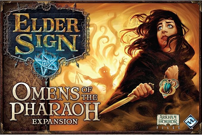 Elder Sign Omens of the Pharaoh Board Game EXPANSION - Egyptian Adventure! Cooperative Horror Mystery Game Ages 14+ 1-8 Players 1-2 Hour Playtime Made by Fantasy Flight Games