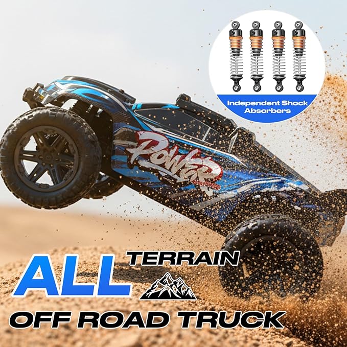 1:8 All Terrain Off Road RC Car 50KM/H Racing Drifting Climbing Monster Truck 2.4Ghz Remote Control LED Lights 2 Rechargeable 2600mAh Batteries Birthday