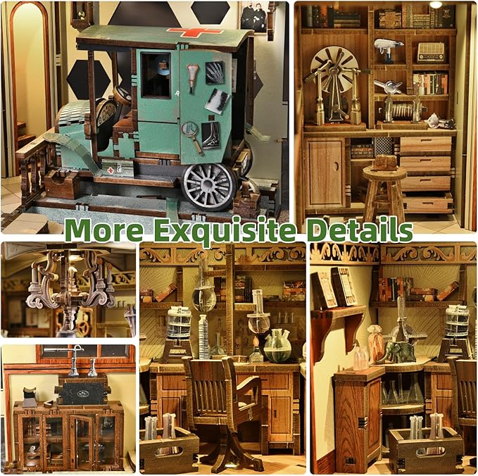 Book Nook Kit DIY Scene Miniature House Kit Tiny House Mini Booknook Craft Bookshelf Decor 3D Puzzles for Adults Gifts for Book Lovers (The Radium Lady)