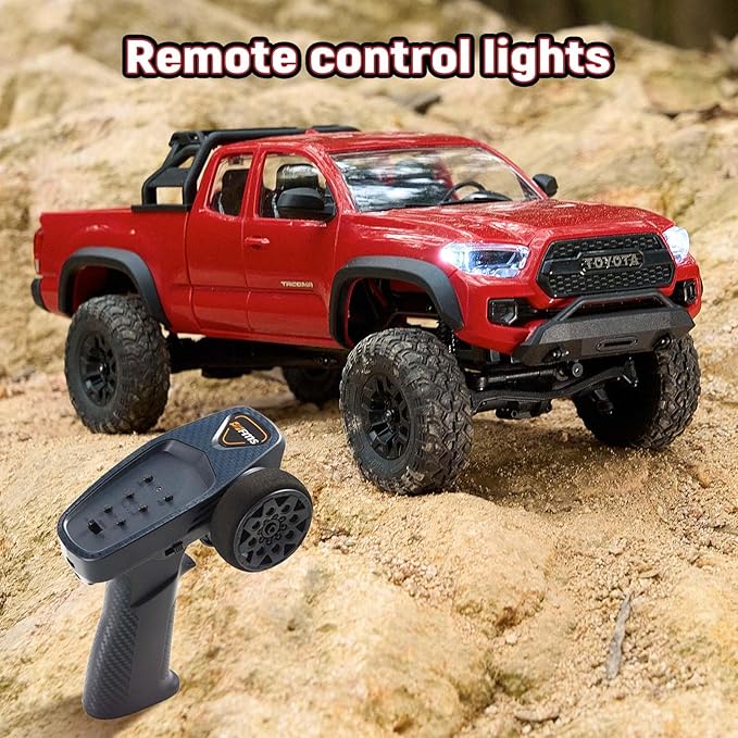 BEEZRC FMS 1/24 RC Crawler FCX24M Tacoma Toyota Official Licensed ABS Hard Body 4WD Off-Road RC Rock Truck2-Speed Transmission Hobby Grade Remote Control Car for Adults RTR Grey