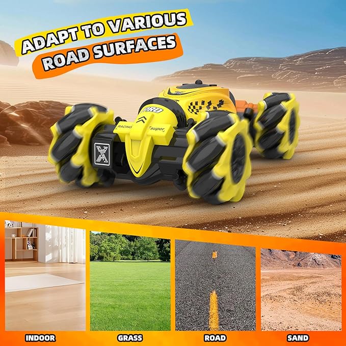 Gesture Sensing RC Stunt Car for Boys 6-12 4WD Remote Control Toy with Lights Music Best Birthday Gift for Kids 2.4Ghz Hand Control Drift