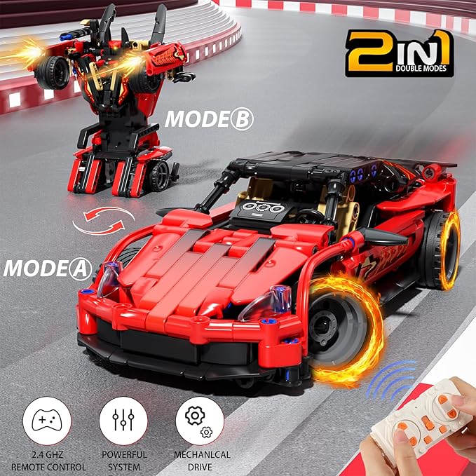 Remote Control Racing Car Building Kit Compatible with Lego STEM Toys for Kids 2 in 1 Model Car Kit 425 PCS Gifts Toys for Age 6-12 Years Old Kids Boys