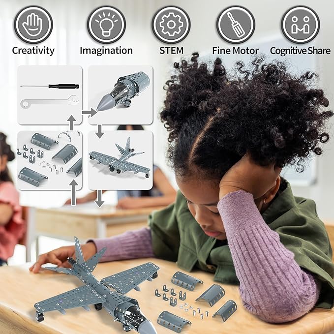 Lucky Doug STEM Building Projects Model Airplane Jet Set - Building Toys for Kids Ages 8-12 Assembly Science Kit for Boys 8 9 10 11 12 Years Old