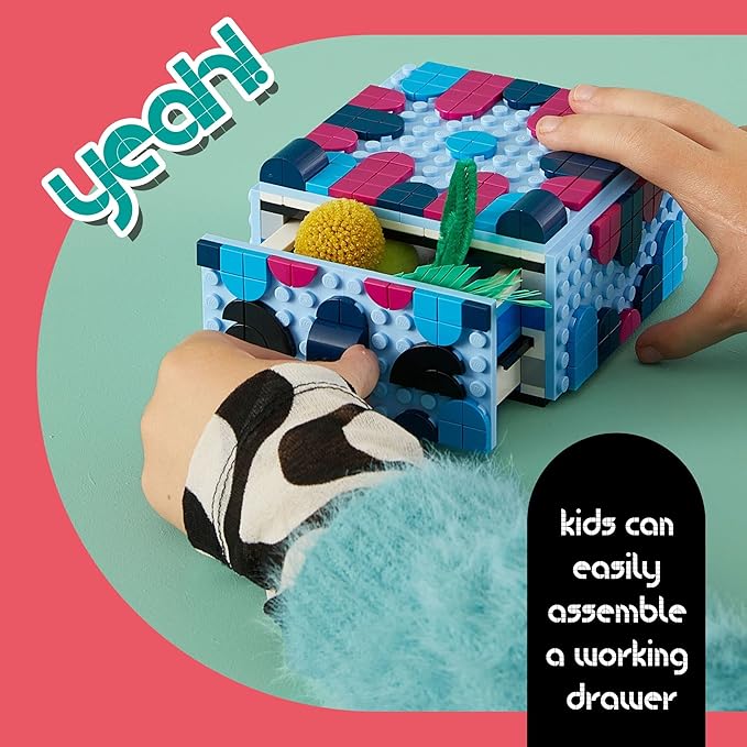 LEGO DOTS Creative Animal Drawer Building Toy 41805 Buildable Treasure Box Jewelry Box Desk Caddy Storage Box Arts and Crafts DIY Toy Mosaic Making Kit for Creative Kids Boys Girls Age 6+