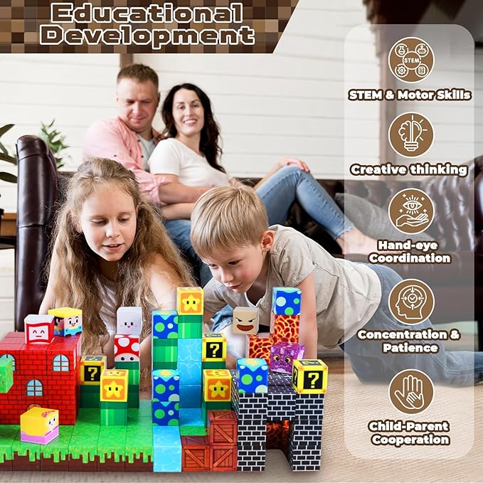 Magnetic Blocks - 150 PCS Build Adventure Game Castle - Magnetic Toys for Montessori Toddler Christmas Birthday Gifts - STEM Sensory Toys for 3 4 5 6 7 8 9 10 Year Old Boys &amp Girls