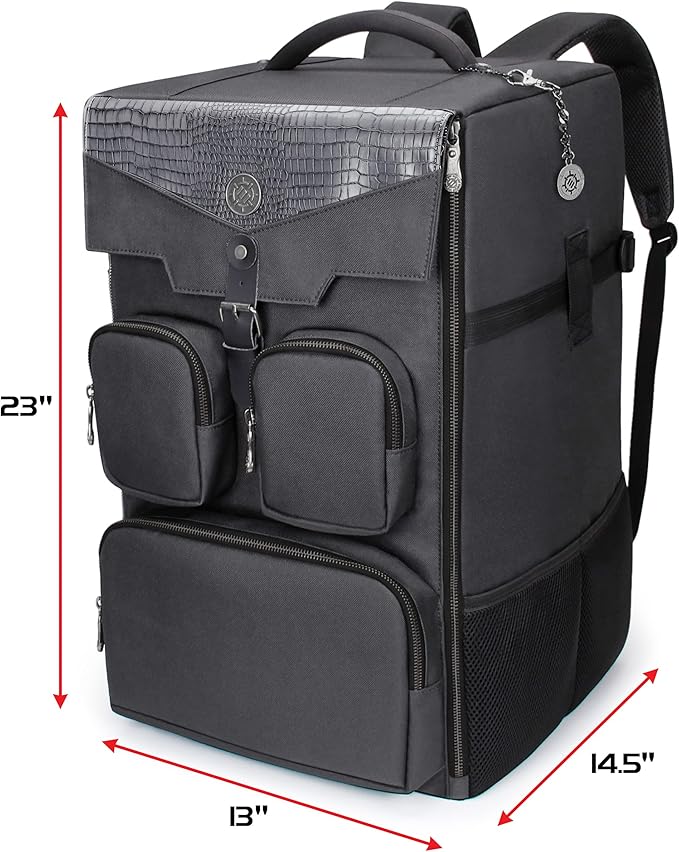 ENHANCE Collector's Edition Board Game Backpack - Reinforced Rigid Board Game Storage with Padded Shoulder Straps Carrying Handle and Accessories Pockets for Dice Card Games More (Dragon Black)