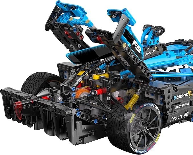 1:8 Scale FE Electric Formula Race Car Building Set Aerodynamic Design with Halo Anti-Collision Frame &amp Large Tail Fin Independent Suspension &amp Steering Quick-Install for Remote Control Ag