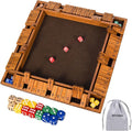 Upgraded 16.54’’ Shut The Box Dice Game with 15 Numbers for 1-4 Players Large Wooden Board Math Game 16 Dices Tabletop Games Kids Adults Family Party Birthday