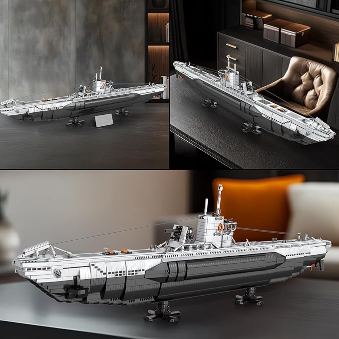 Reobrix U-Boat Submarine Building Set Military Submarine Model Kit for Adults WW2 History Collectible Home Decor Battleship Construction Set 33050 Army Toy Gifts for Boys Men Military Fans