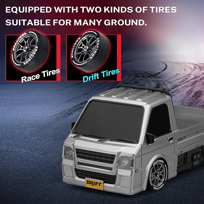 ACAMMZAR RC Drift Car 1:24 Remote Control Car 20KM/H 4WD Drift RC Truck with Lights Extra Racing Tires High Speed RC Cars for Kids Adults Boys Girls