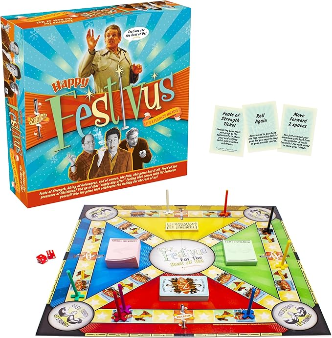 AQUARIUS Seinfeld Festivus Board Game - Seinfeld Themed Board Game - Fun Family Holiday Gift for Kids and Adults - Officially Licensed Seinfeld TV Show Merchandise &amp Collectibles